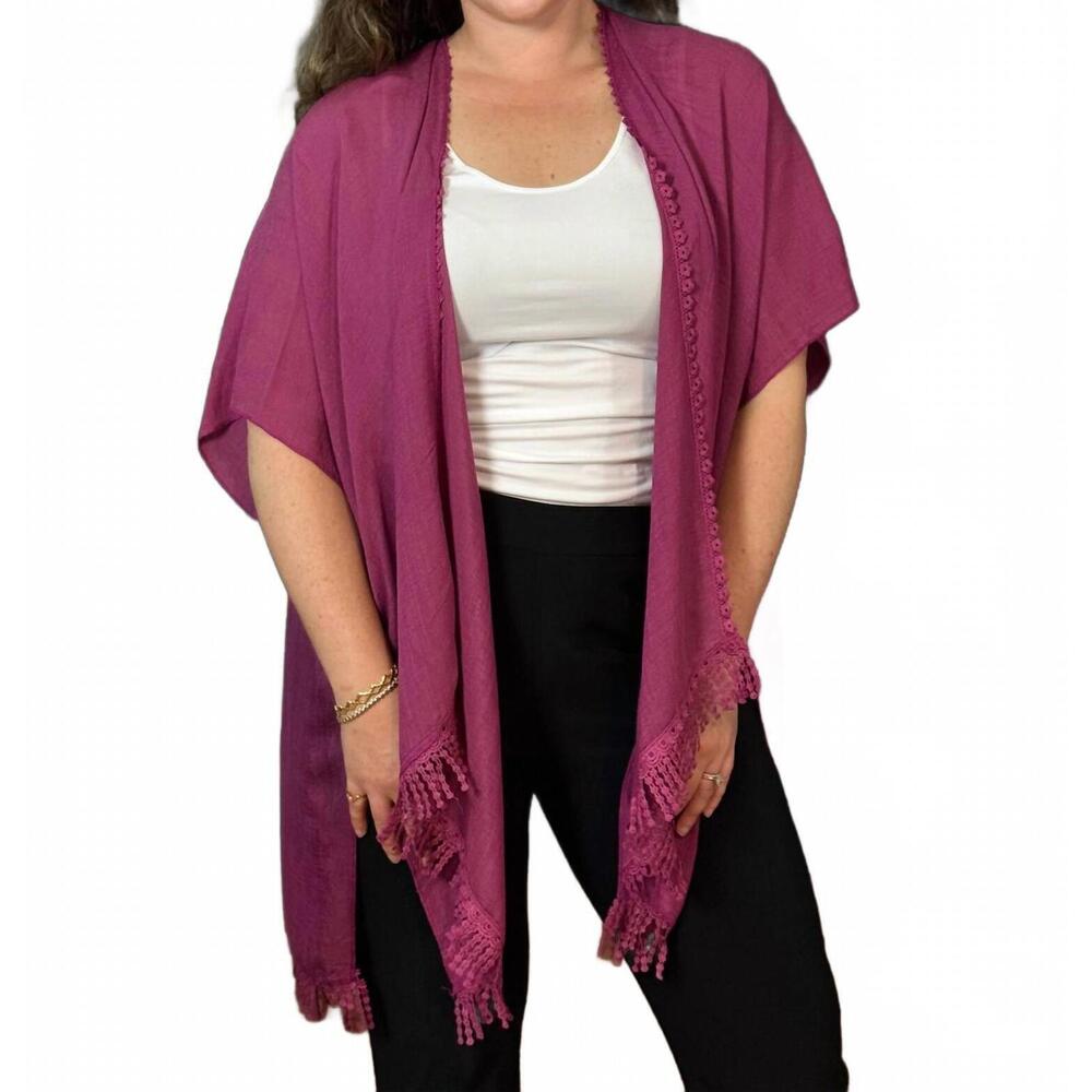 NEW DM MERCHANDISING lotus fringe wrap in orchid